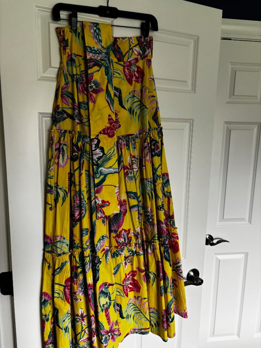 Banjanan Yellow Cotton Iris Skirt with Wrap/Sash. Size XS